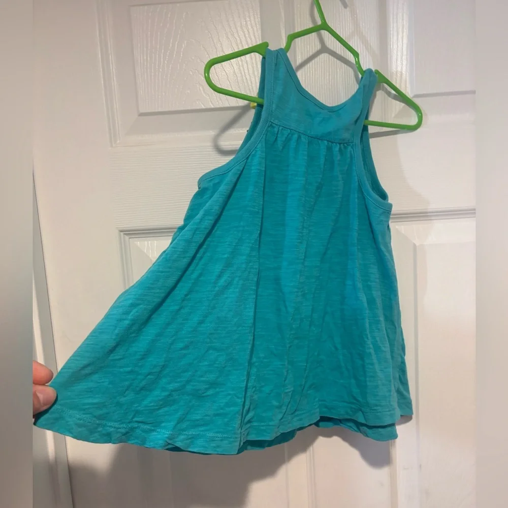 Kids Teal Sleeveless Flowy Top with Floral Accents